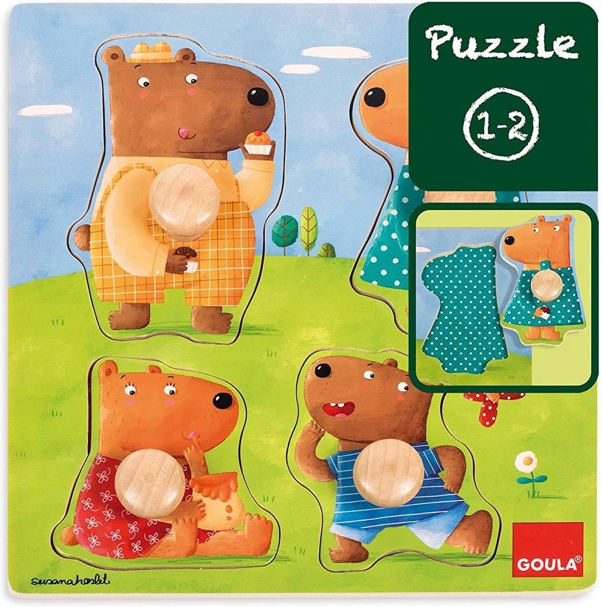 Puzzle des boutons Goula avec 4 ours