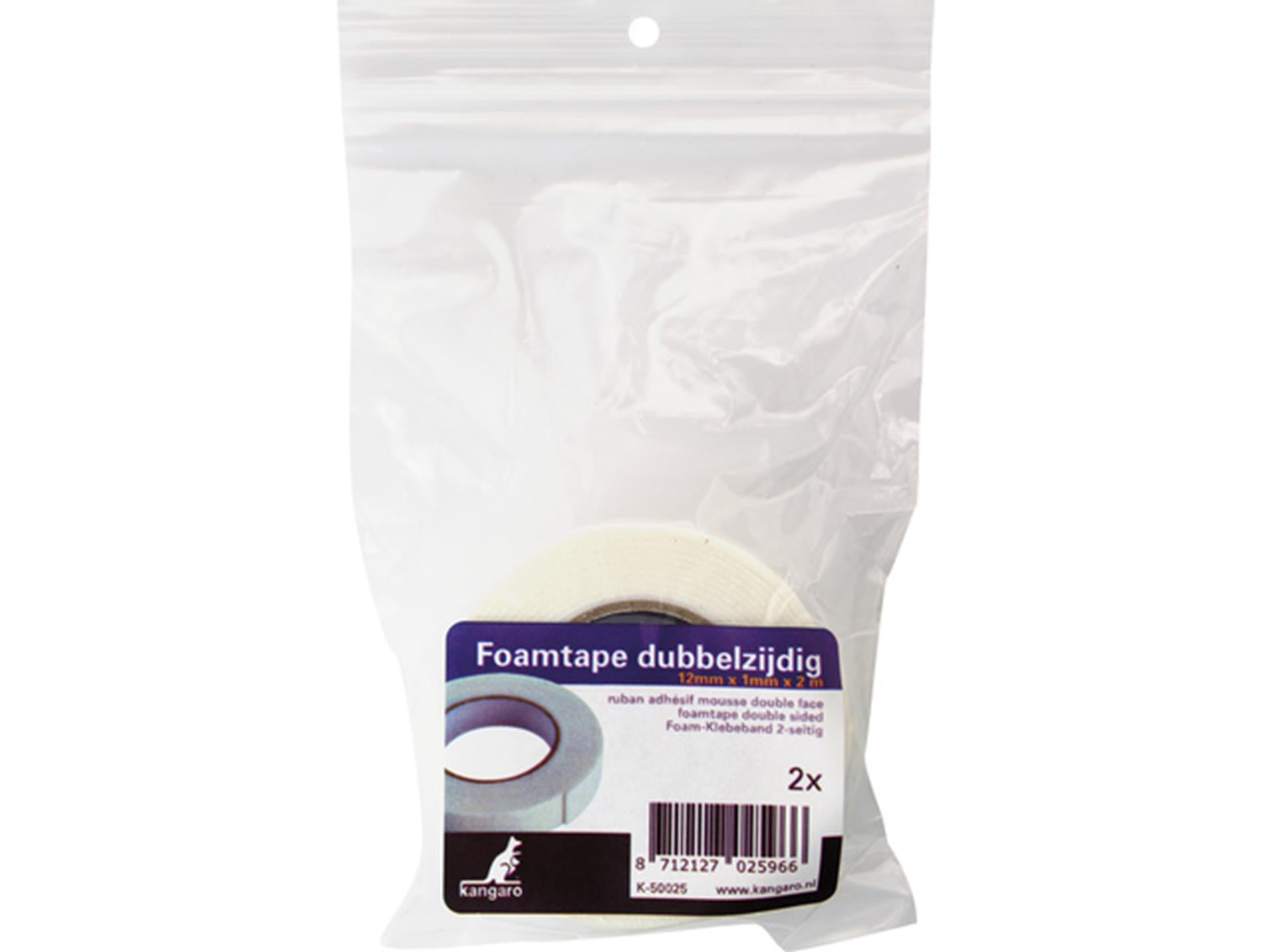 Ruban mousse Kangaro double face 2 rouleaux 12mmx1mmx2m
