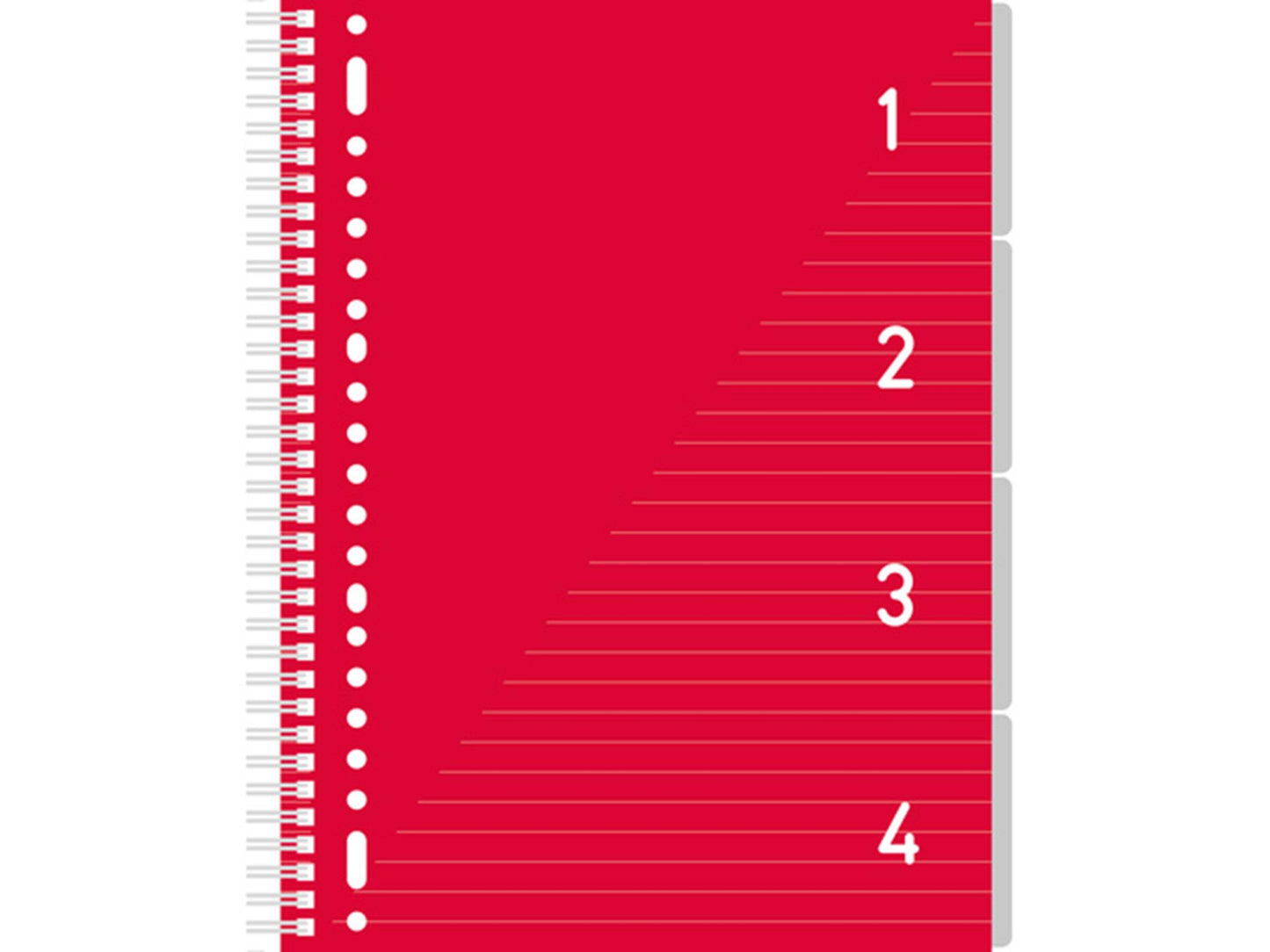 Bloc-notes Kangaro 4 en 1 A4, ligné rouge