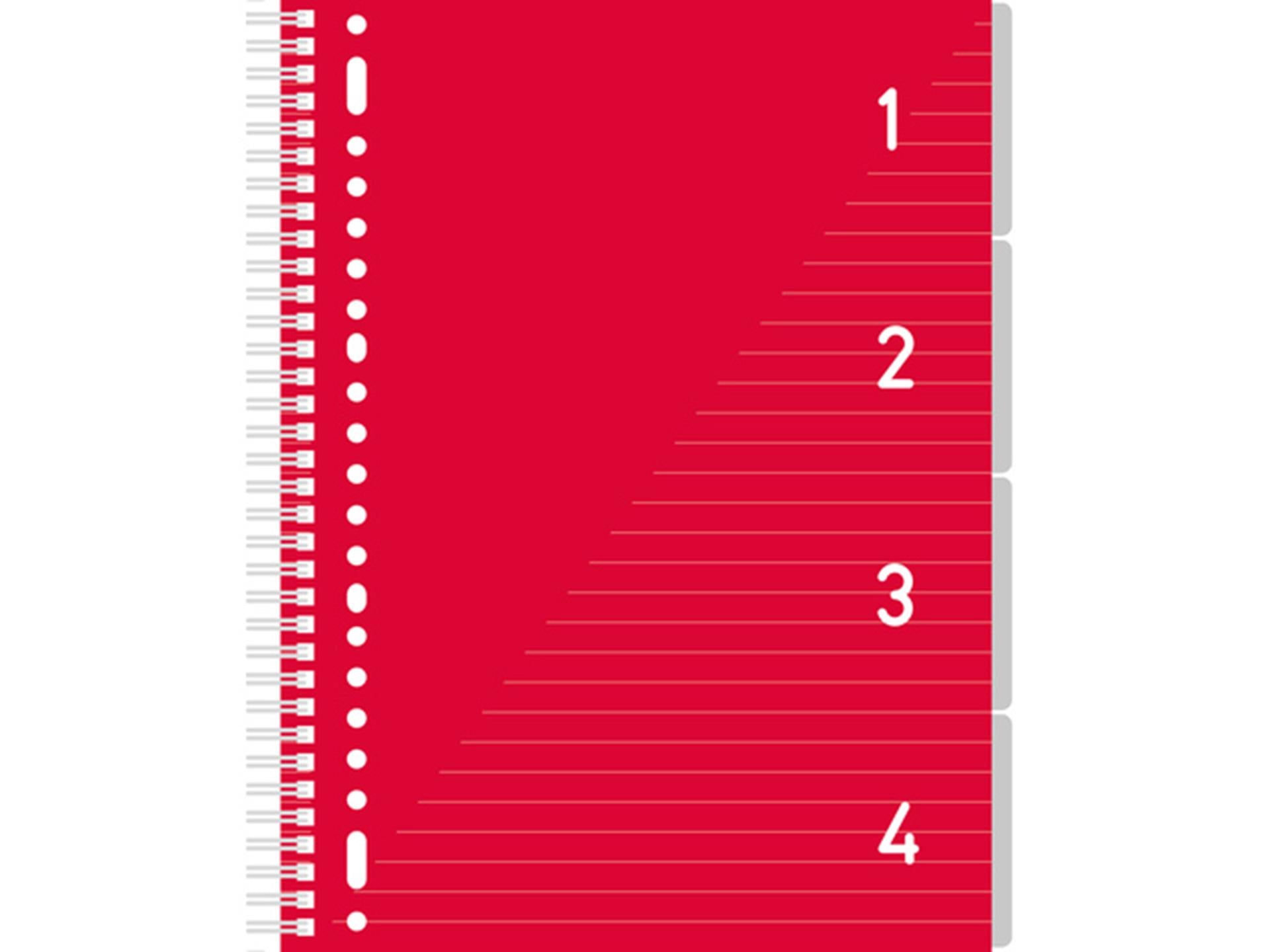 Bloc-notes Kangaro 4 en 1 A4, ligné rouge