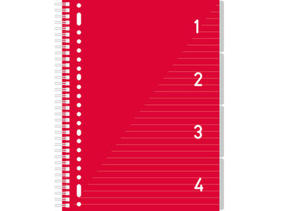 Bloc-notes Kangaro 4 en 1 A4, ligné rouge