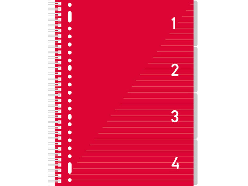 Bloc-notes Kangaro 4 en 1 A4, ligné rouge