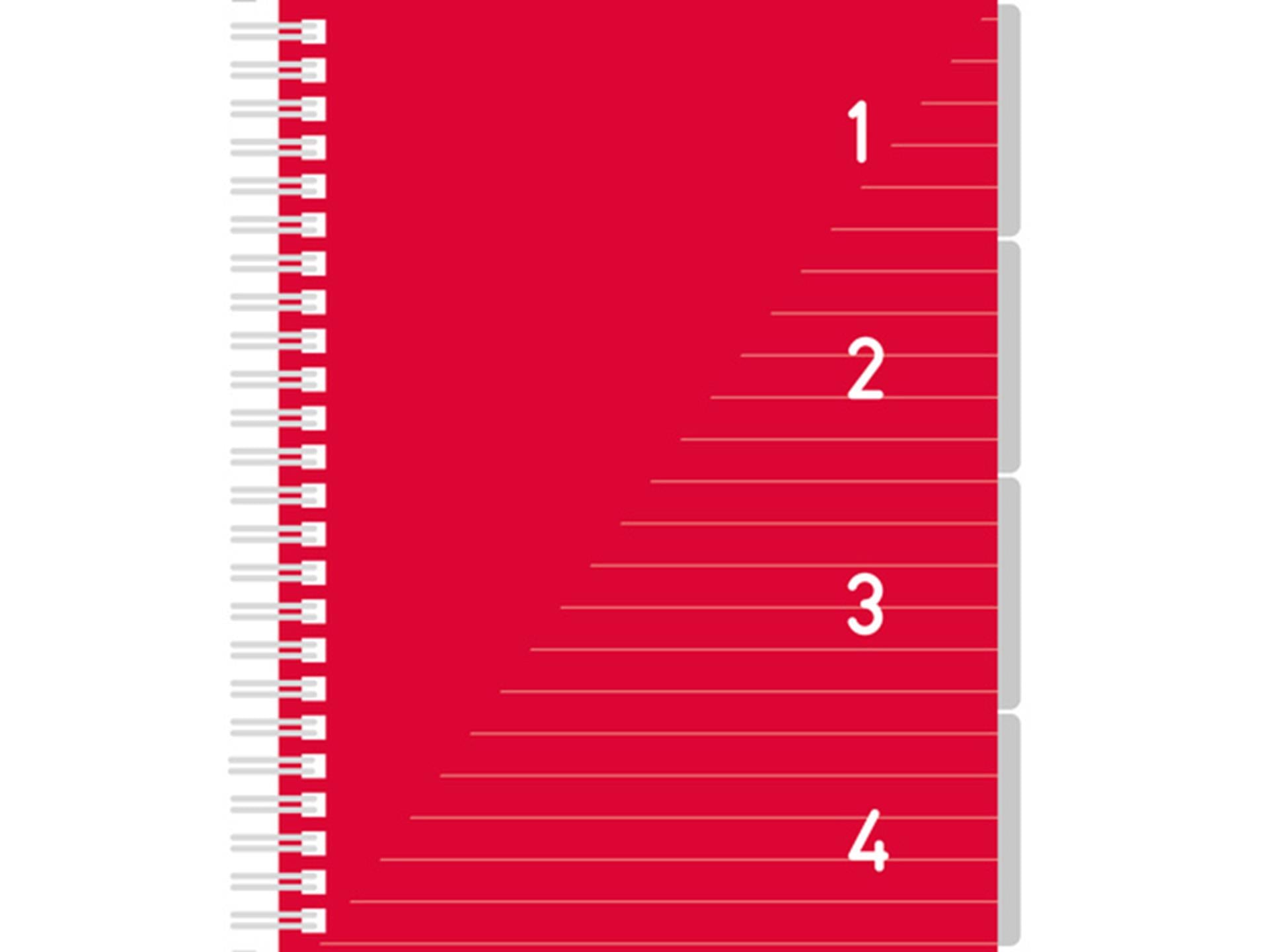 Kangaro bloc-notes 4 en 1 a5, ligné rouge