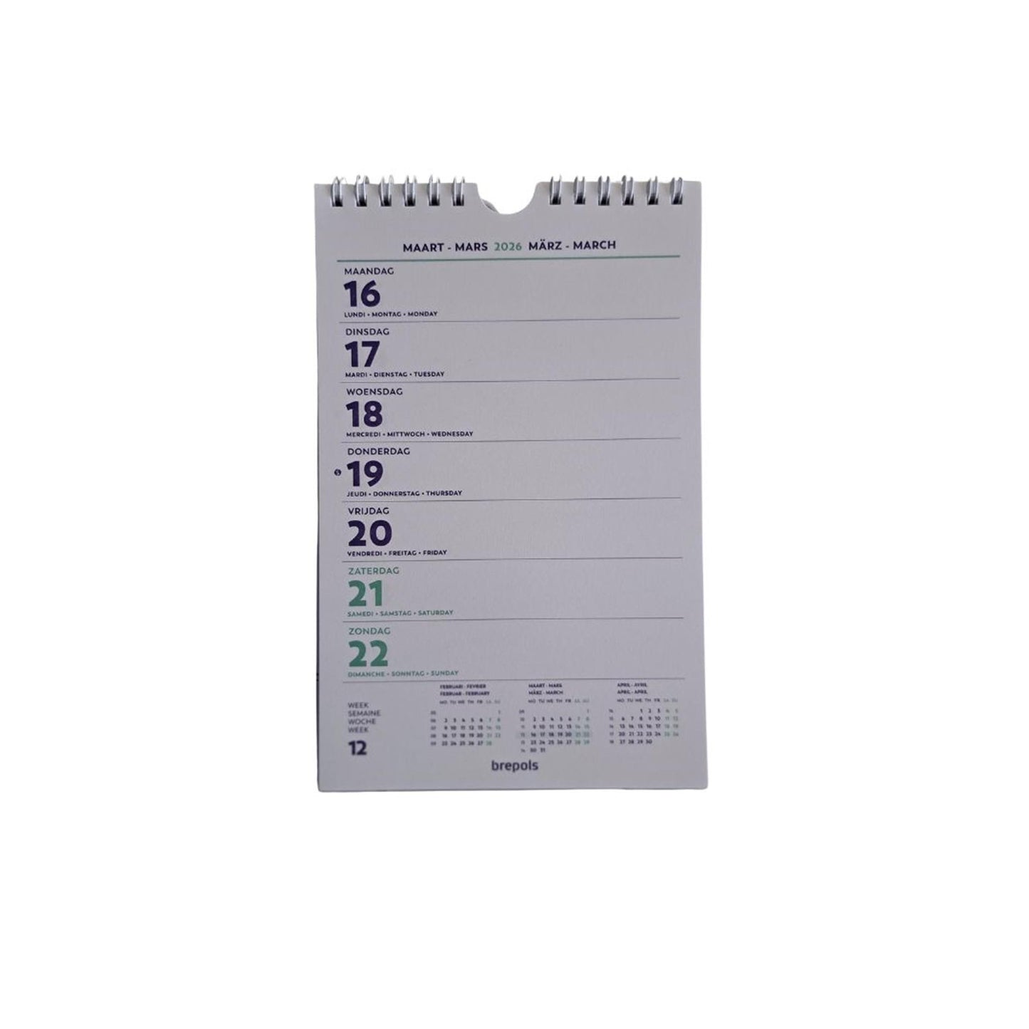 Calendrier mural Brepols fantaisie 2026