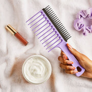 Enchevêtrement Tangle Tangle Tangle Toeur Wide dent peigne pour les cheveux bouclés lilas - afbeelding 3
