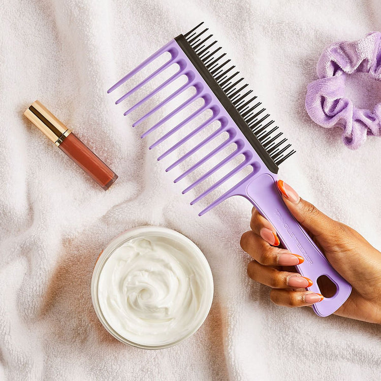 Enchevêtrement Tangle Tangle Tangle Toeur Wide dent peigne pour les cheveux bouclés lilas