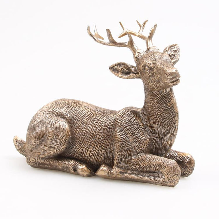 Statue de décoration inspirée de la saison de cerf couché or 15x10x15cm