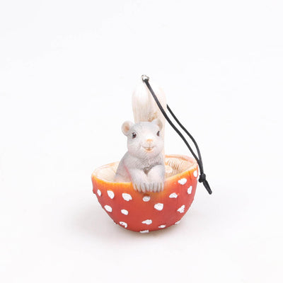 Statue décoration inspiration saison souris en champignon 6x6x8cm