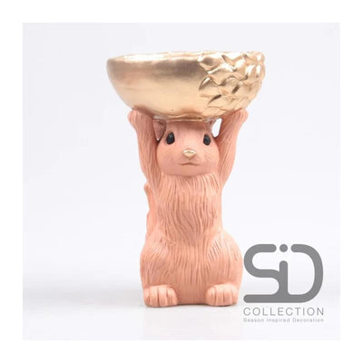 Statue décoration inspirée de la saison d'écureuil avec boîte 14x22,5cm beige