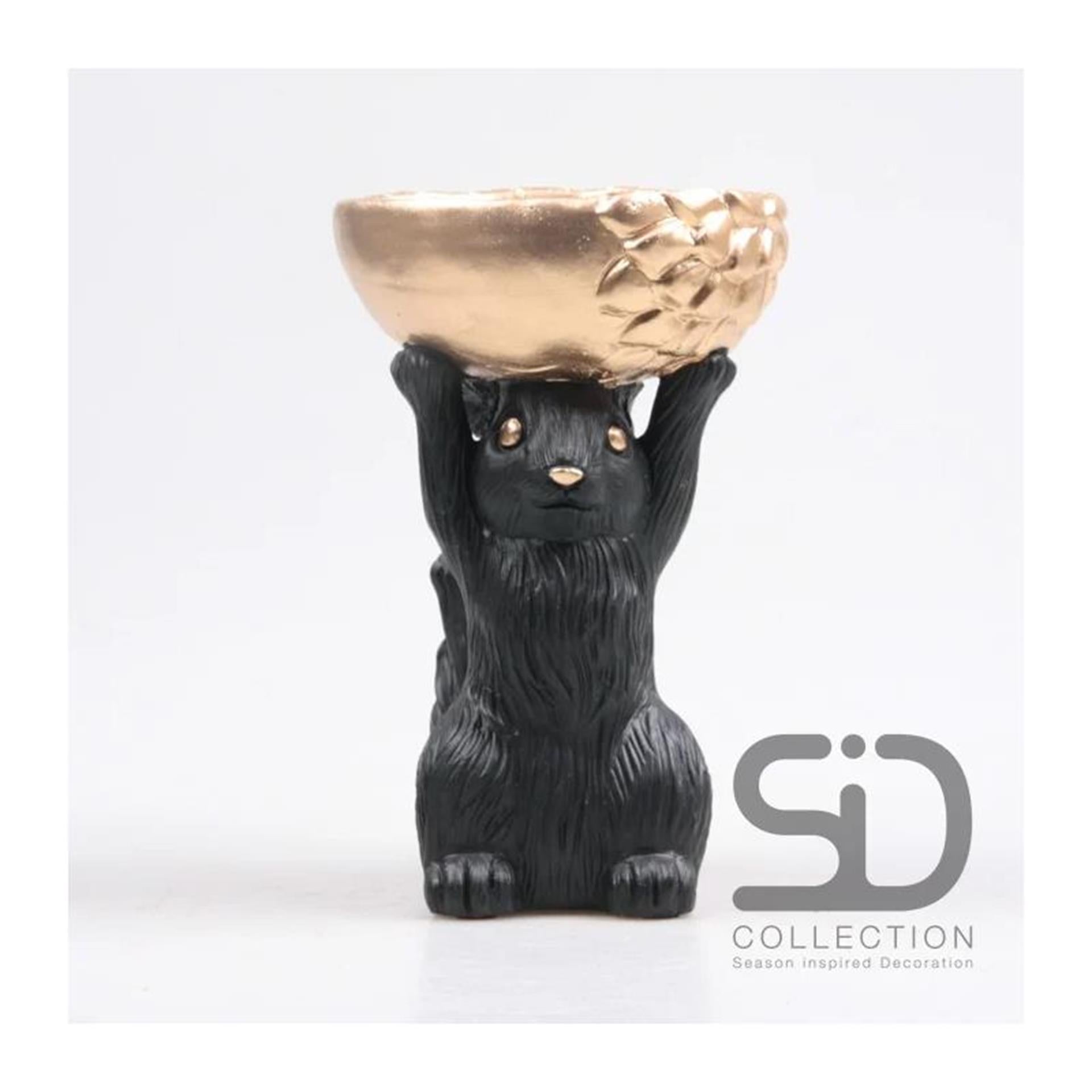 Statue décoration inspiration saison écureuil avec boîte 14x22,5cm noir