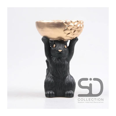Statue décoration inspiration saison écureuil avec boîte 14x22,5cm noir