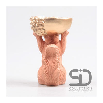 Statue décoration inspirée de la saison d'écureuil avec boîte 11x9,5x18cm beige