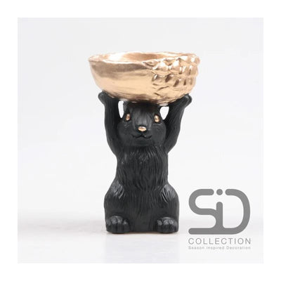 Statue décoration inspirée de la saison d'écureuil avec boîte 11x9,5x18cm noir
