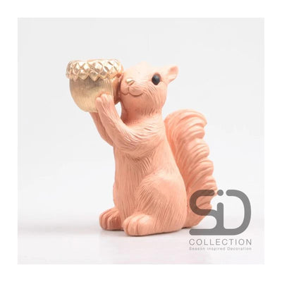 Photophore décoration inspiration saison écureuil 20,5cm beige
