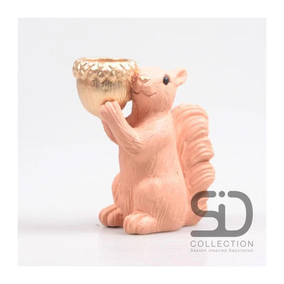 Photophore décoration inspiration saison écureuil 16,3 cm beige