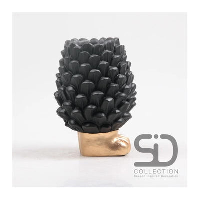 Vase pomme de pin décoration inspiration saison sur pied 16cm noir