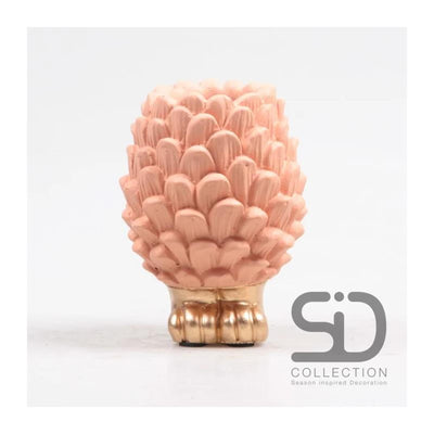 Vase pomme de pin décoration inspiration saison sur socle 12cm beige rouge