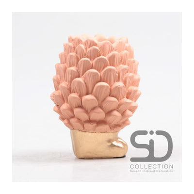 Vase pomme de pin décoration inspiration saison sur socle 12cm beige rouge