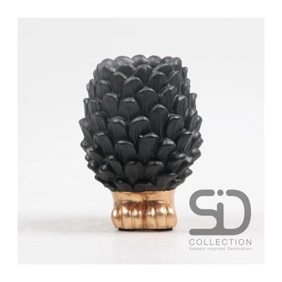 Vase pomme de pin décoration inspiration saison sur pied 9x9x12cm noir