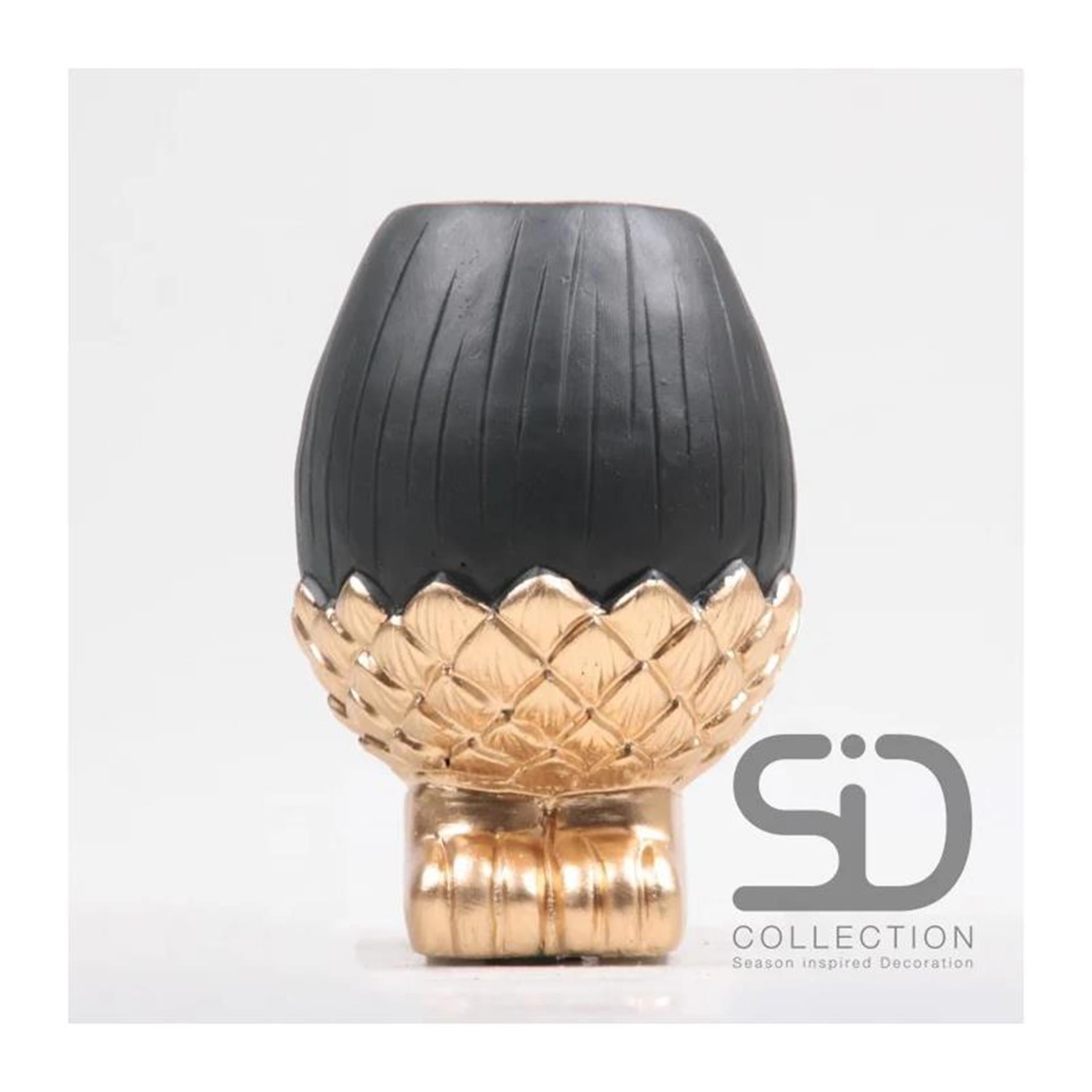 Vase décoration inspiration saison gland sur pied 11x11x16cm noir