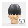Vase décoration inspiration saison gland sur pied 11x11x16cm noir