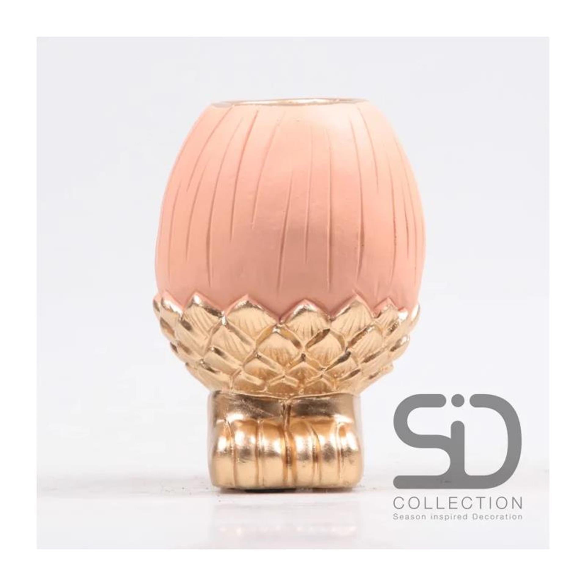 Vase décoration inspiration saison gland sur pied 13cm beige rouge