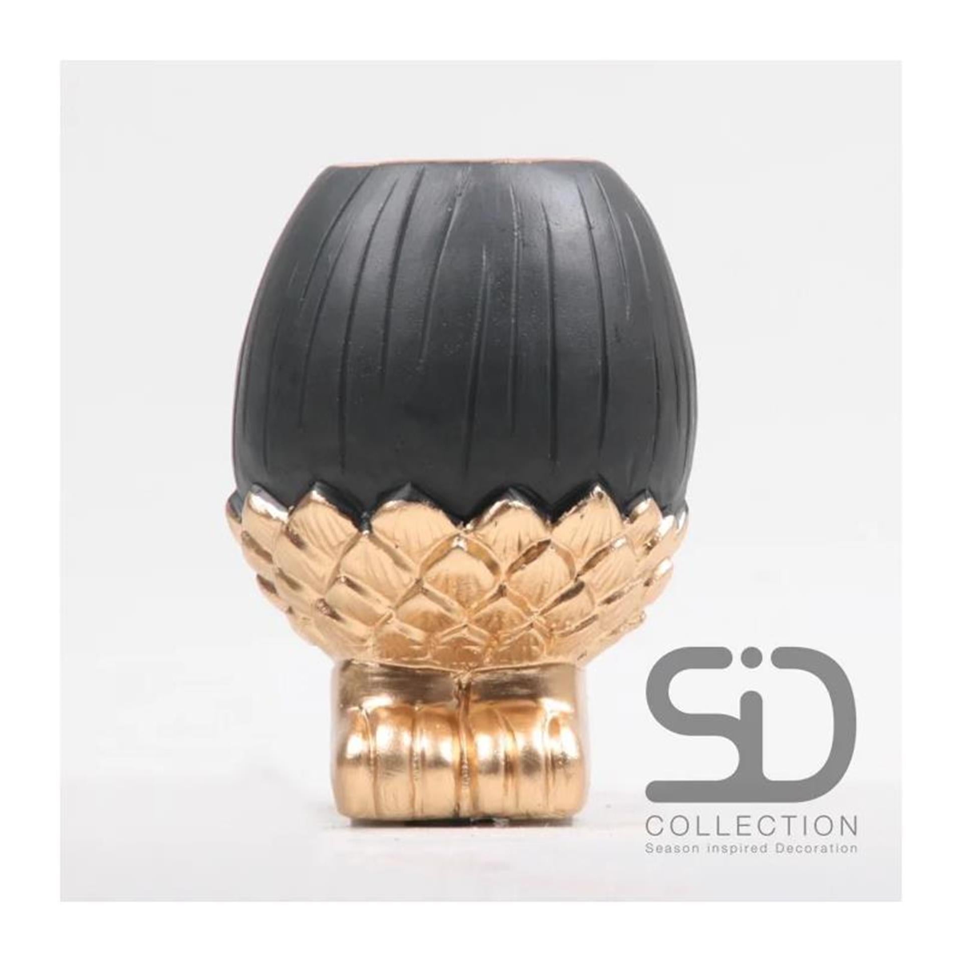 Vase décoration inspiration saison gland sur pied 8,8x8,8x13cm noir