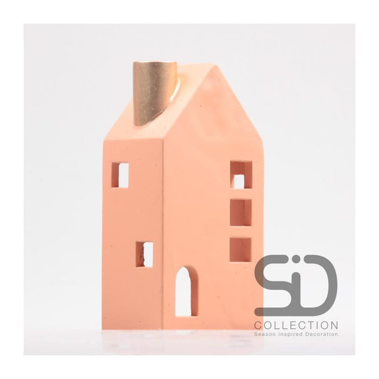Bougeoir décoration inspiration saison maison 12x8x24cm beige rouge