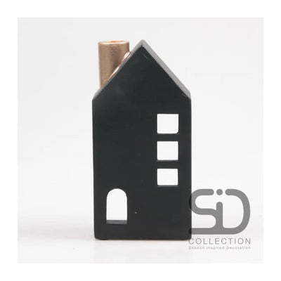 Bougeoir décoration inspiré des saisons maison 12x8x24cm noir
