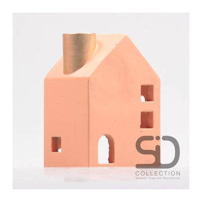 Bougeoir décoration inspiration saison maison 11x8x16cm beige rouge