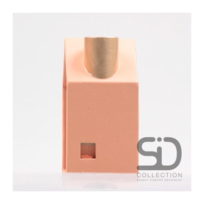 Bougeoir décoration inspiration saison maison 11x8x16cm beige rouge