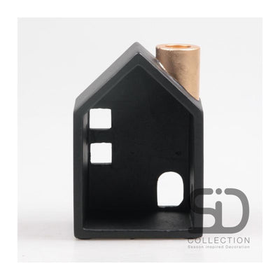 Bougeoir décoration inspiration saison maison 11x8x16cm noir