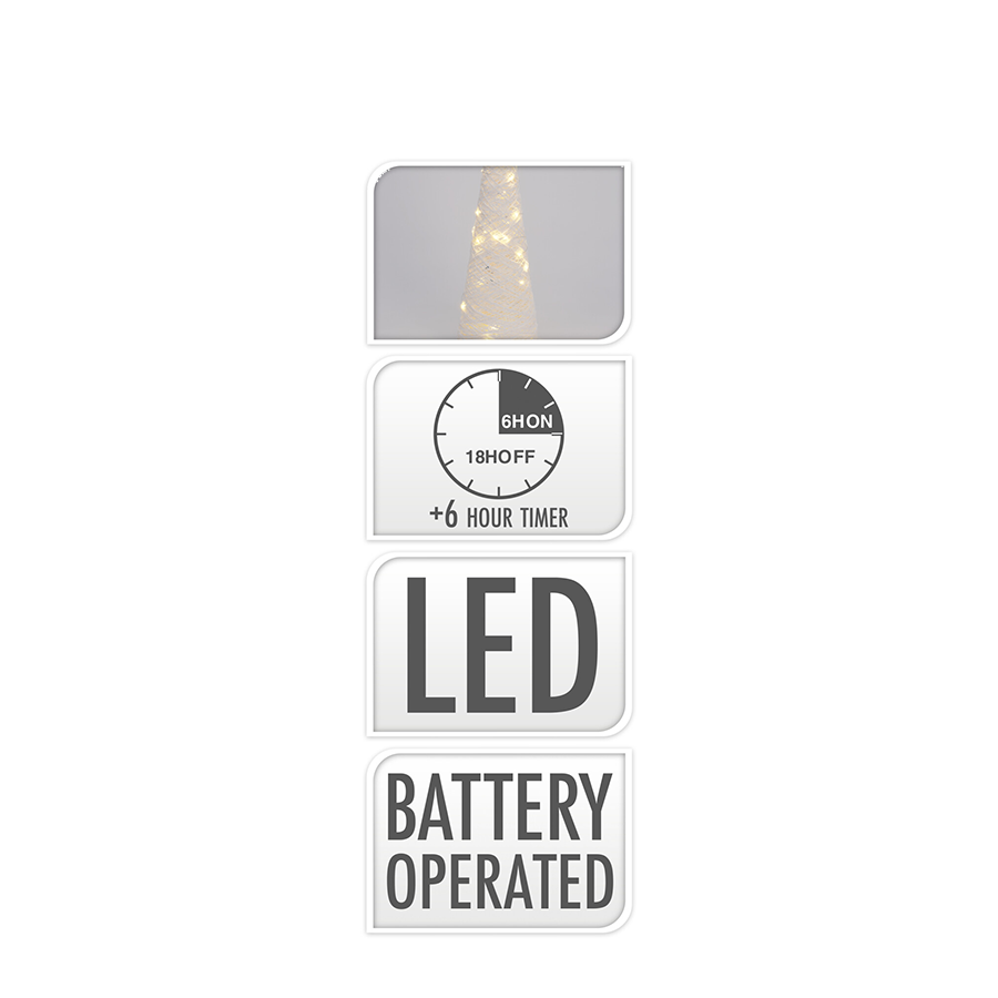 Cône LED blanc 30 LED 58cm
