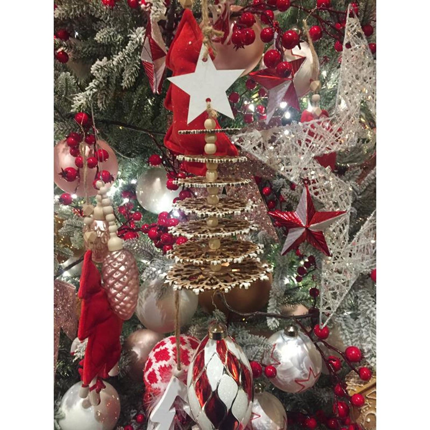 Decoris Pendentif de Noël arbre 3D bois 21cm