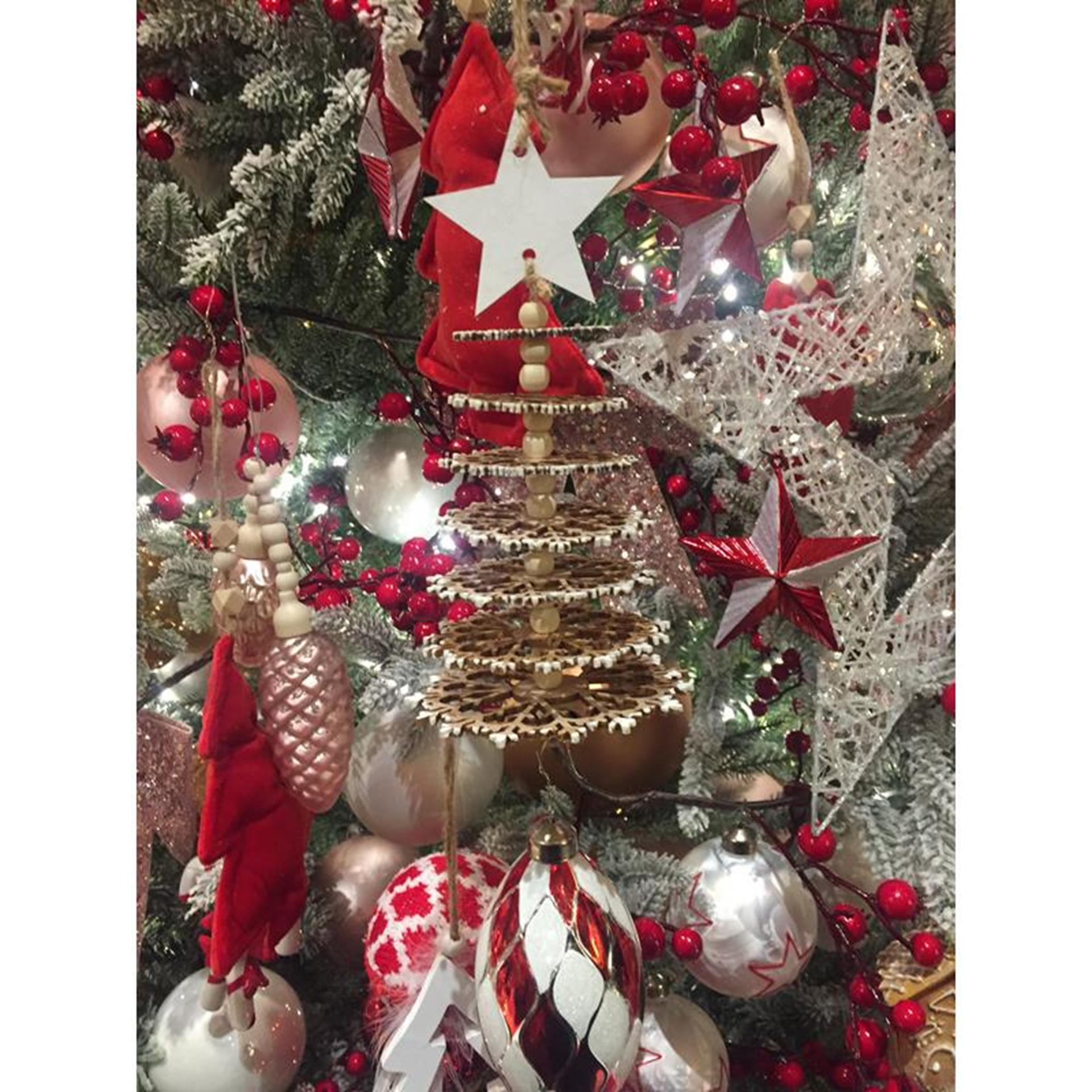 Decoris Pendentif de Noël arbre 3D bois 21cm