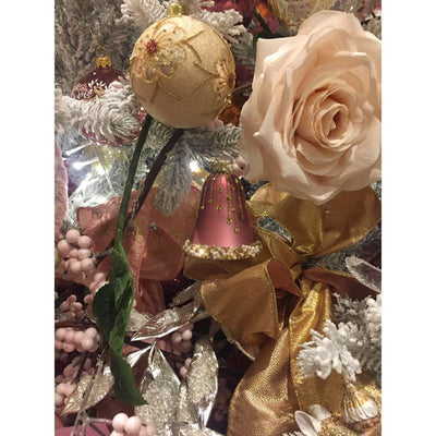 Decoris Ensemble pendentif de Noël horloge lot de 2 pièces rose
