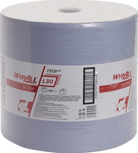 Tissu Kimberly-Clark | l380xl350environ. millimètres | bleu | 3 couches | Roue en tissu 1000 - 7359 - 7359