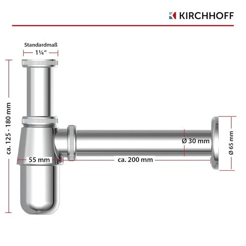 Siphon à coupelle Kirchhoff, chromé, 1 1 4 (5 4 ) x 32 mm - 98803110