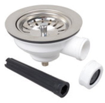 Vanne à panier en plastique Kirchhoff, 1 1 2 et, crépine à coupelle en acier inoxydable ø114 mm, avec 1 raccord de trop-plein - 98835340