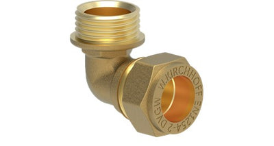 Kirchhoff angle de transition en laiton 90°, vierge, 18 mm x 1 2 ag, raccord à serrage pour tuyau en cuivre - 989452317