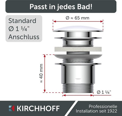 Kirchhoff bonde de lavabo universelle, escamotable 1 1 4 (5 4 ) | chromé - 98807330