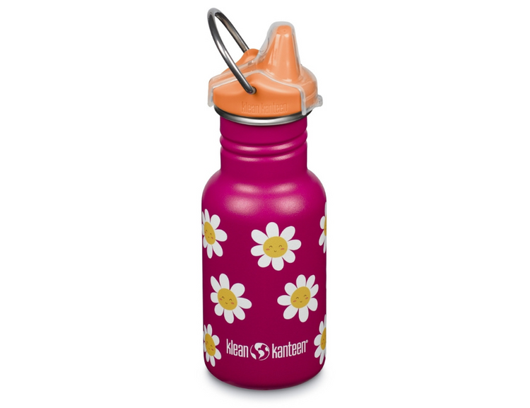 Bouteille de consommation pour enfants Klean Kanteen avec Sippydop - Fleurs heureuses - 355 ml