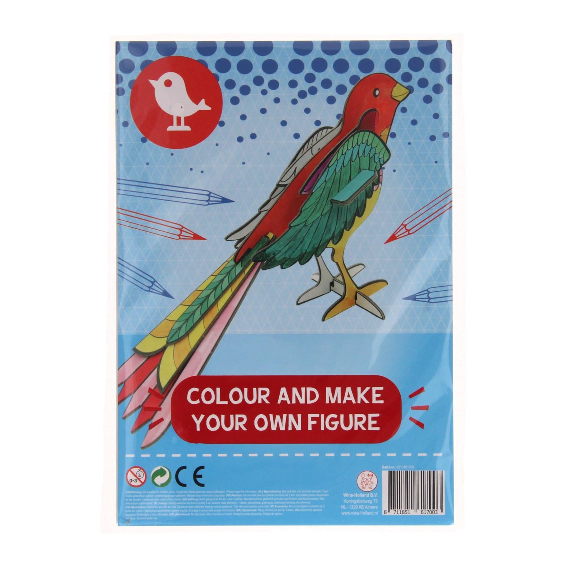 Colorie et crée ta propre figurine d'oiseau