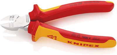 Pince coupante latérale à dénuder Knipex | isolé | poignées multi-composants | VDE testé | chromé - 14 26 160 sb