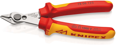 Knipex électronique super Knips® vde | longueur 125 mm | isolé | poignées multi-composants | Testé VDE - 78 06 125 sb