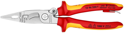 Pinces pour installations électriques Knipex isolées | boîtiers multi-composants | Approuvé VDE | ressort d'ouverture intégré - 13 96 200 t bk