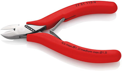 Pince coupante latérale pour l'électronique Knipex | longueur 115 mm | charnière percée | plastifié - 77 21 115 n