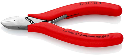 Pince coupante latérale pour l'électronique Knipex | longueur 115 mm | charnière percée | plastifié - 77 21 115 n