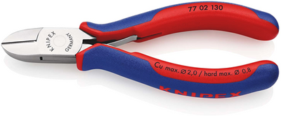 Pince coupante latérale pour l'électronique Knipex | longueur 130 mm | charnière percée | poignées multi-composants - 77 02 130 sb