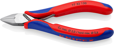 Pince coupante latérale pour l'électronique Knipex | longueur 130 mm | charnière percée | manches multi-composants - 77 32 130